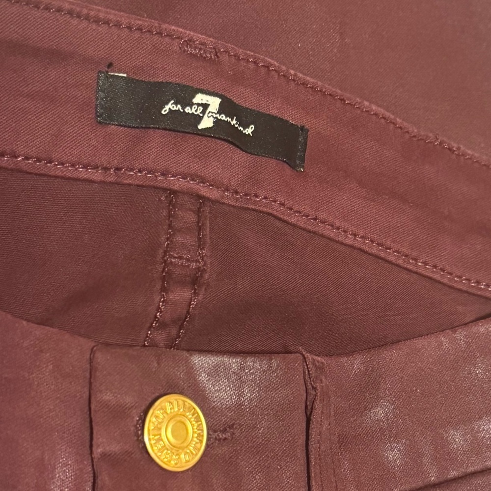 7 For All Mankind The Skinny Coated Jeans | Size 27 | Coated Ruby Rust - Picture 8 of 10